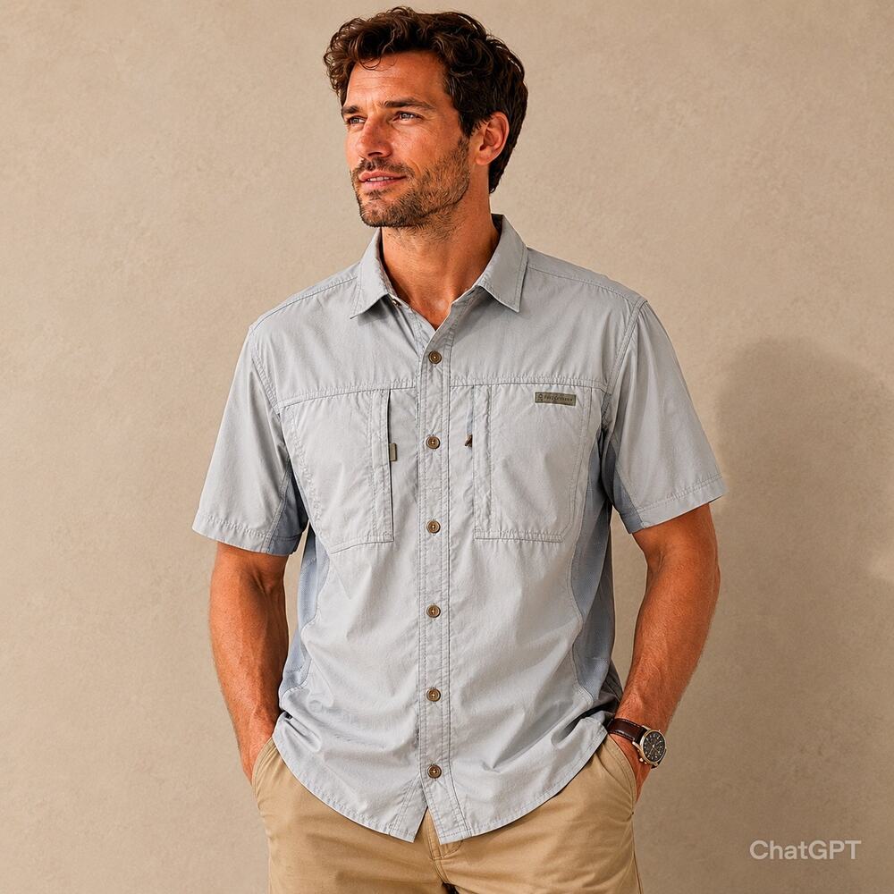 Free Country Light Blue Button Down Men's L Atheisure Gorpcore